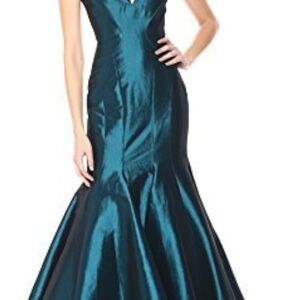 Mac Duggal Peacock Mermaid Evening Wedding Prom Long Gown Size 0